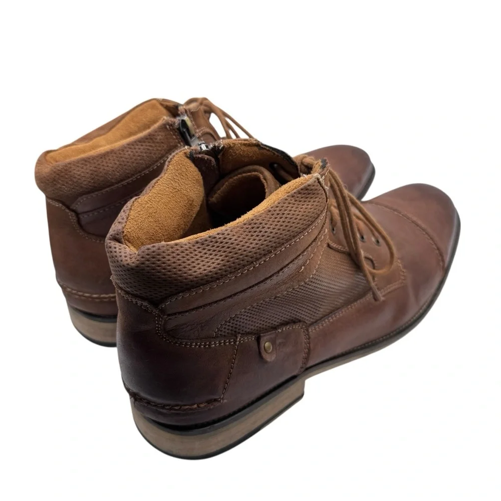 Steve Madden Kabin Men’s Brown Leather Chukka Boots with Zipper - Size 11.5